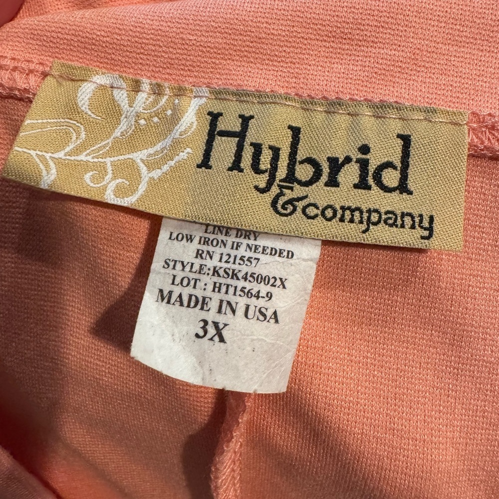 Hybrid & Co Women’s Size 3X Peach Knit Pencil Skirt Pull-On Stretch Back Slit - Picture 3 of 3